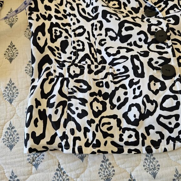 Linea Animal Print Cotton Blazer XL – 3/4 Sleeve Button Front Jacket Safari Chic - Picture 12 of 16